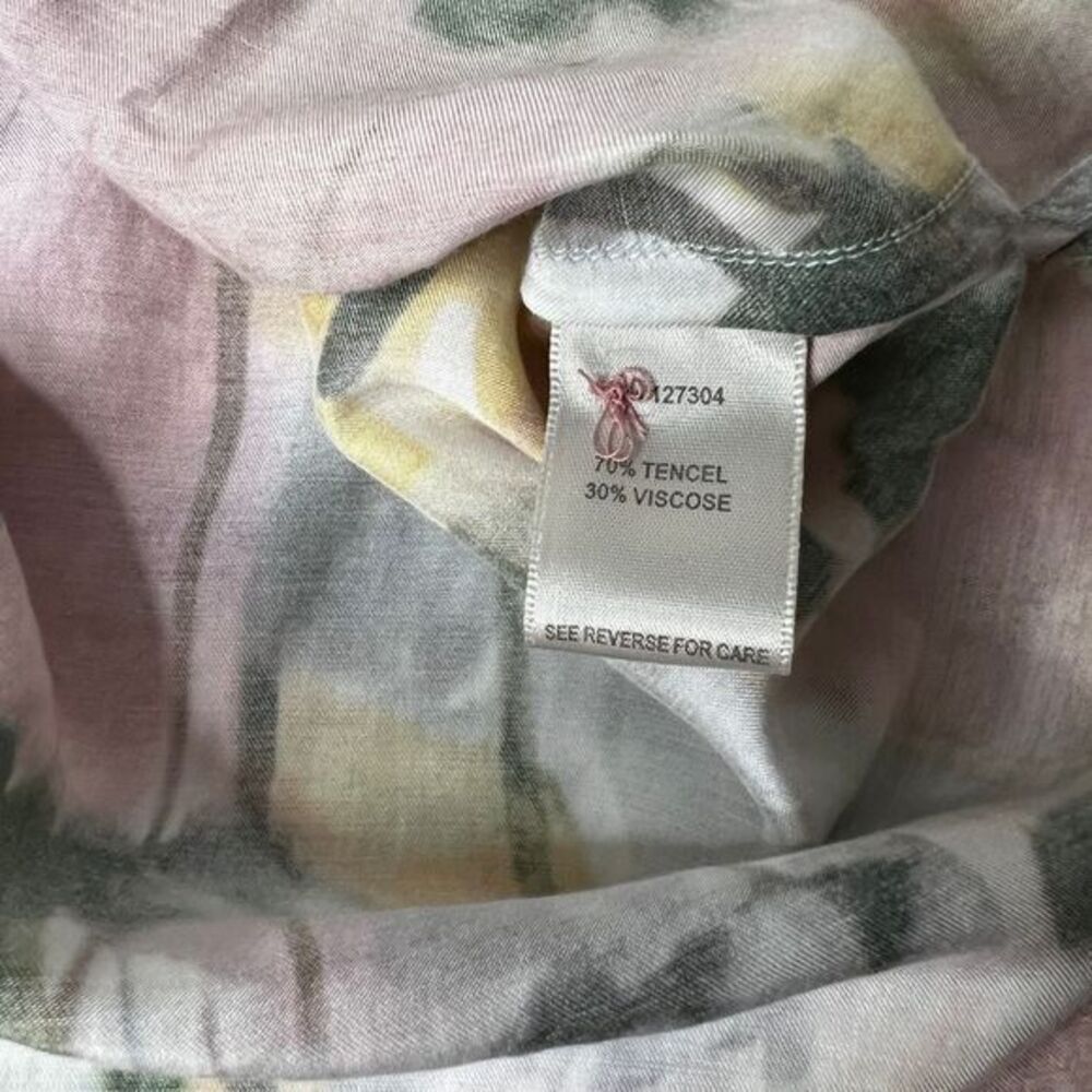 JOHN MARK Watercolor‎ Floral V-neck Long Sleeve Tunic Shirt Size Small - Picture 11 of 12